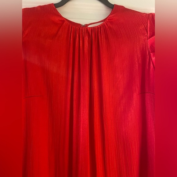 Nine West‎ Long Sleeve Shiny Red Mini Shift Dress Size Small Holiday Party - Picture 3 of 6